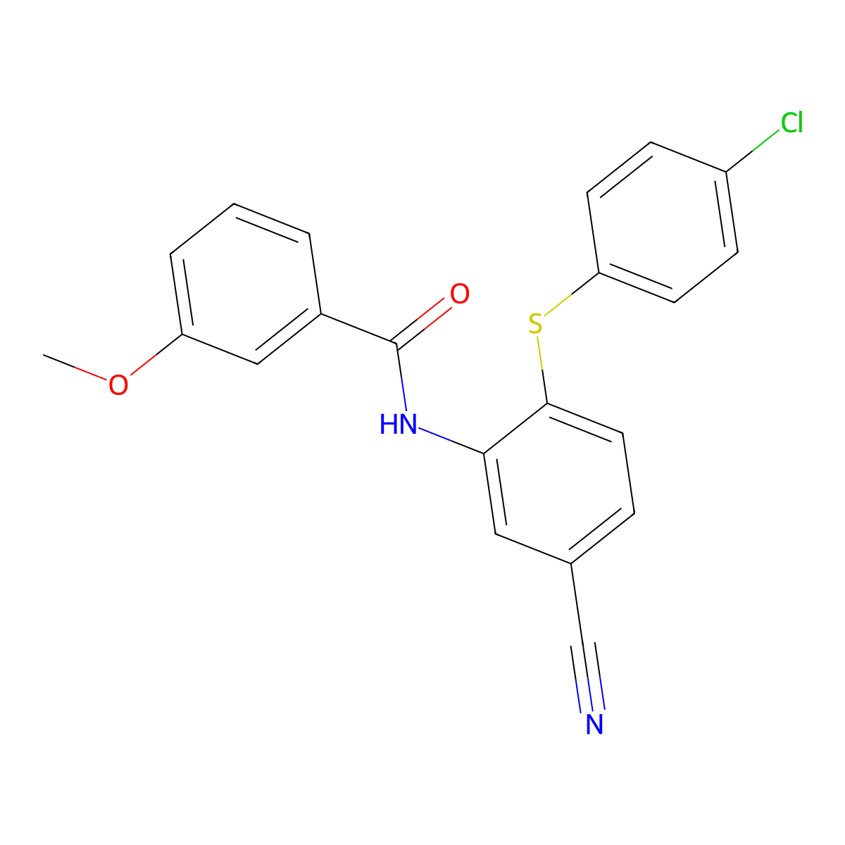 N-{2-[(4-chlorophenyl)sulfanyl]-5-cyanophenyl}-3-methoxybenzenecarboxamide molecular structure, CAS 303147-32-2