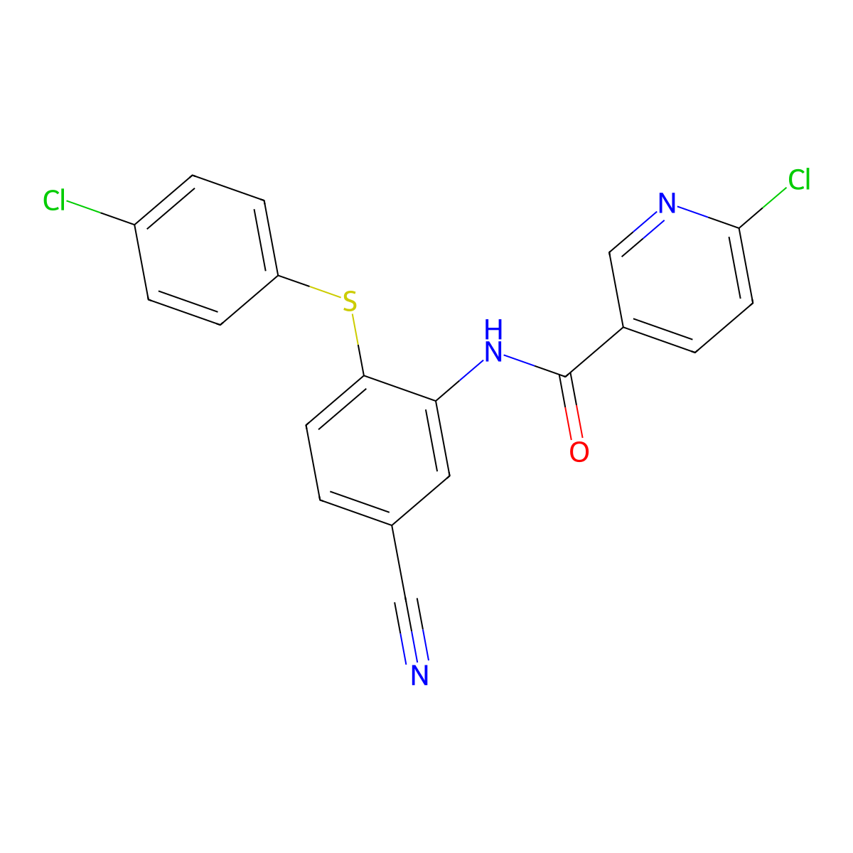 6-chloro-N-{2-[(4-chlorophenyl)sulfanyl]-5-cyanophenyl}nicotinamide molecular structure, CAS 303147-37-7