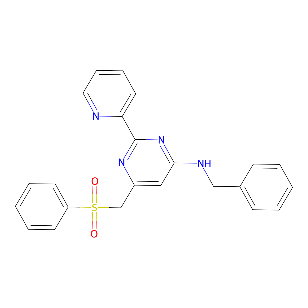 N-benzyl-6-[(phenylsulfonyl)methyl]-2-(2-pyridinyl)-4-pyrimidinamine molecular structure, CAS 303147-56-0