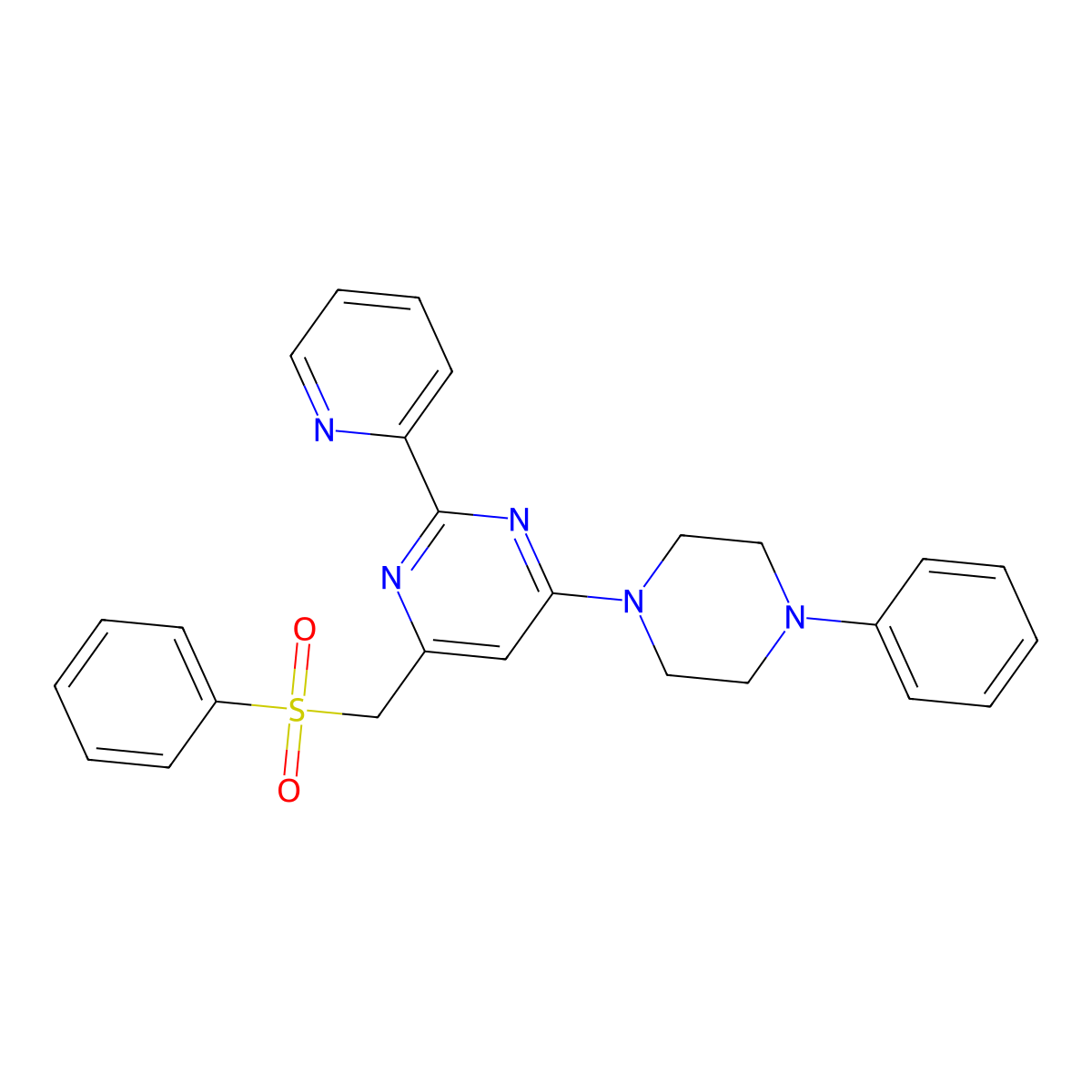 4-(4-Phenylpiperazino)-6-[(phenylsulfonyl)methyl]-2-(2-pyridinyl)pyrimidine molecular structure, CAS 303147-57-1