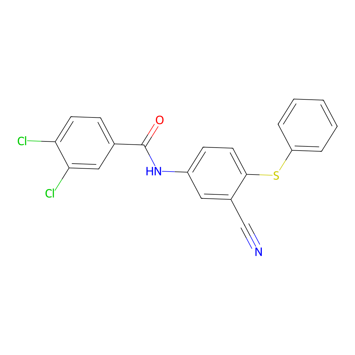 3,4-dichloro-N-[3-cyano-4-(phenylsulfanyl)phenyl]benzenecarboxamide molecular structure, CAS 303147-70-8
