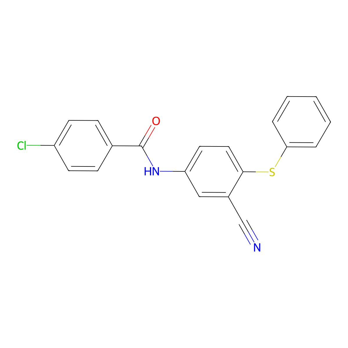 4-chloro-N-[3-cyano-4-(phenylthio)phenyl]benzamide molecular structure, CAS 303147-79-7