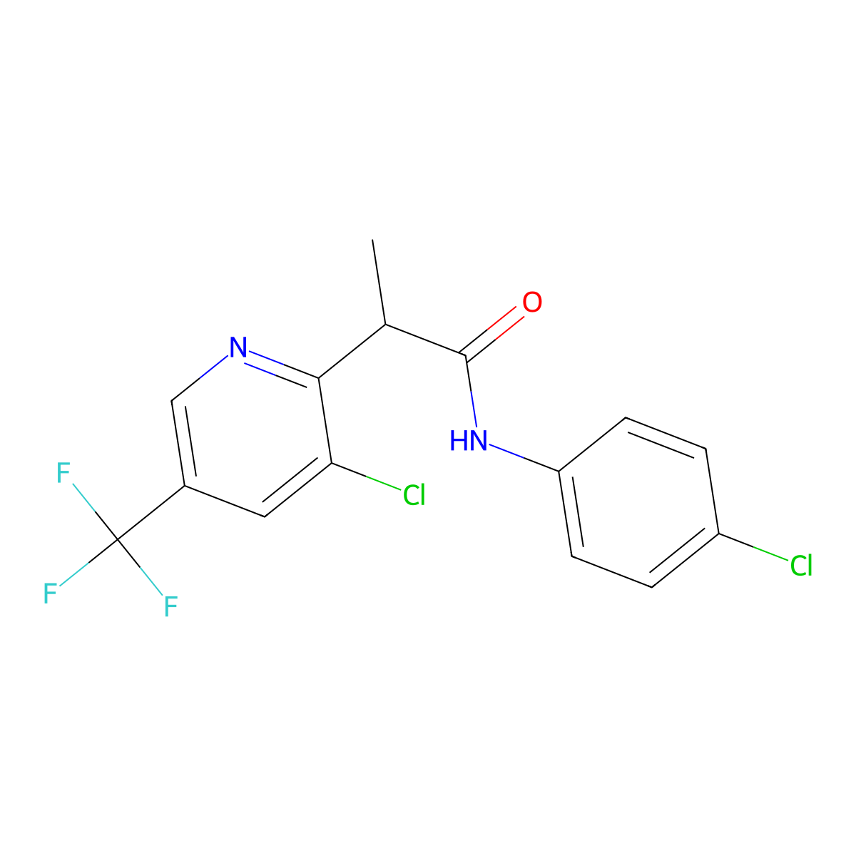 N-(4-Chlorophenyl)-2-(3-chloro-5-(trifluoromethyl)-2-pyridinyl)propanamide molecular structure, CAS 303148-07-4