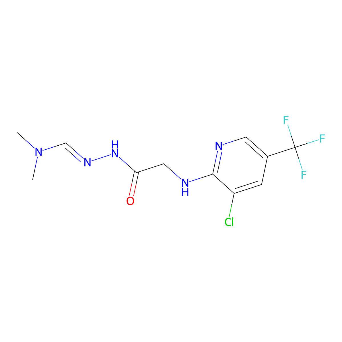 2-{[3-chloro-5-(trifluoromethyl)pyridin-2-yl]amino}-N'-[(1E)-(dimethylamino)methylidene]acetohydrazide molecular structure, CAS 303148-16-5