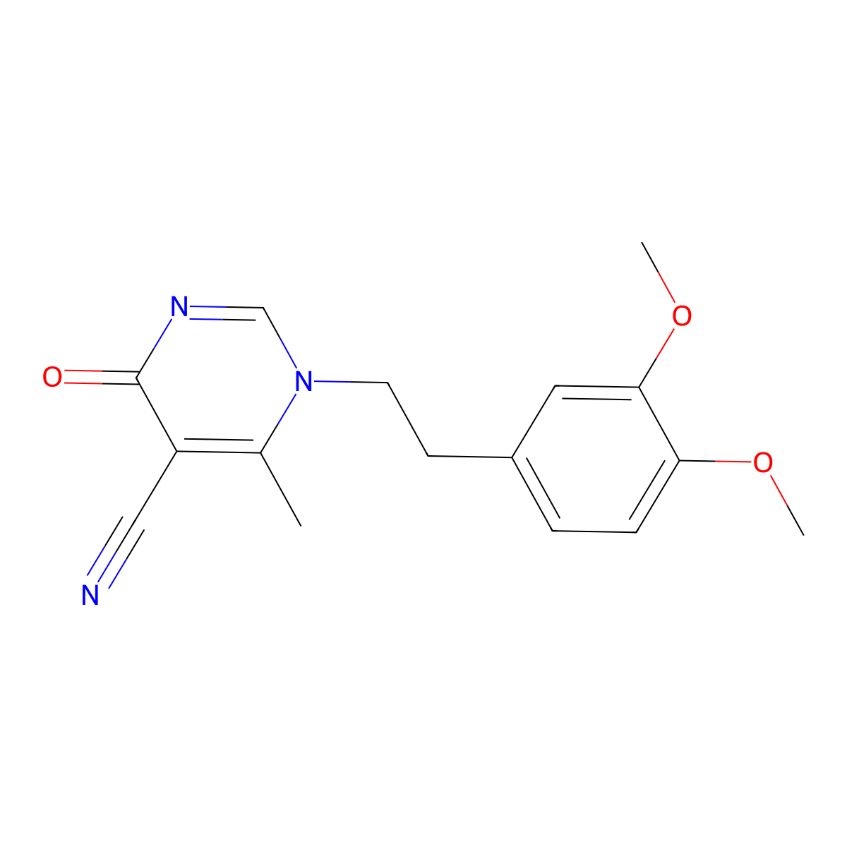 1-(3,4-Dimethoxyphenethyl)-6-methyl-4-oxo-1,4-dihydro-5-pyrimidinecarbonitrile molecular structure, CAS 303148-43-8