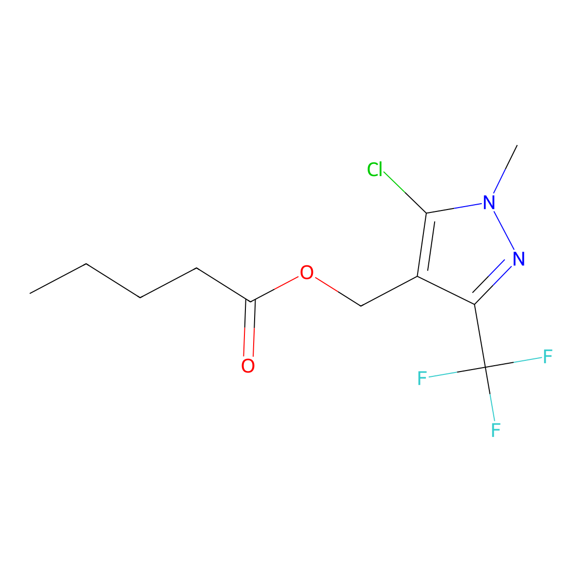 [5-chloro-1-methyl-3-(trifluoromethyl)-1H-pyrazol-4-yl]methyl pentanoate molecular structure, CAS 303148-53-0