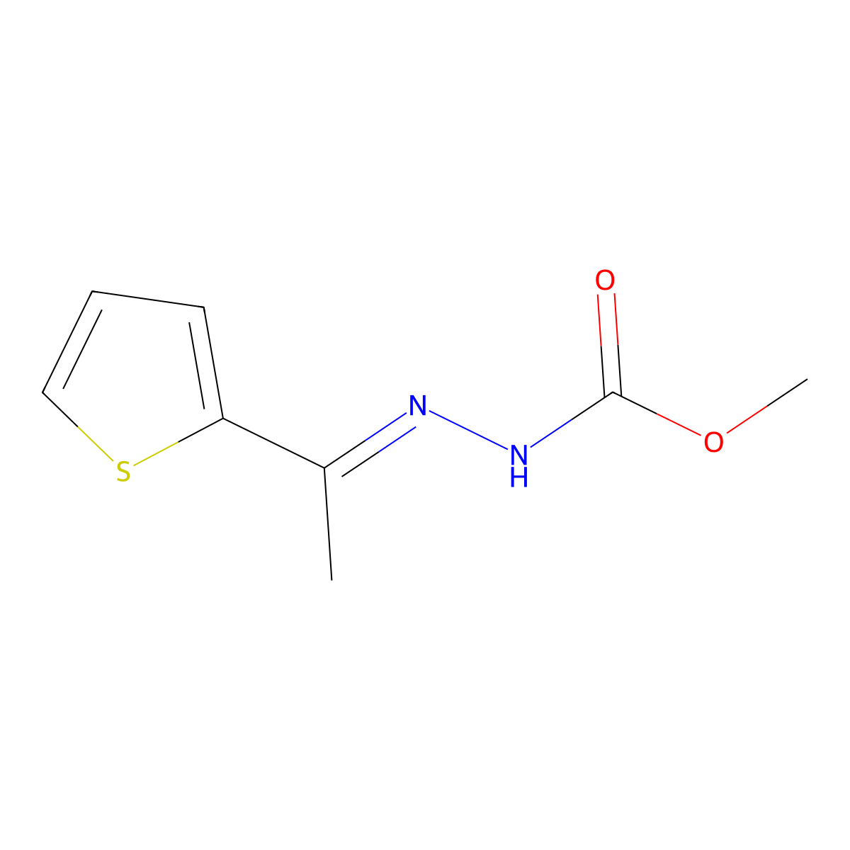 Methyl 2-[1-(2-thienyl)ethylidene]-1-hydrazinecarboxylate molecular structure, CAS 303148-60-9