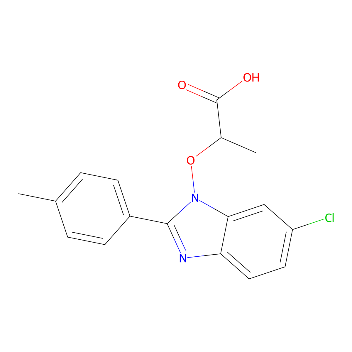 2-{[6-chloro-2-(4-methylphenyl)-1H-1,3-benzimidazol-1-yl]oxy}propanoic acid molecular structure, CAS 303148-67-6