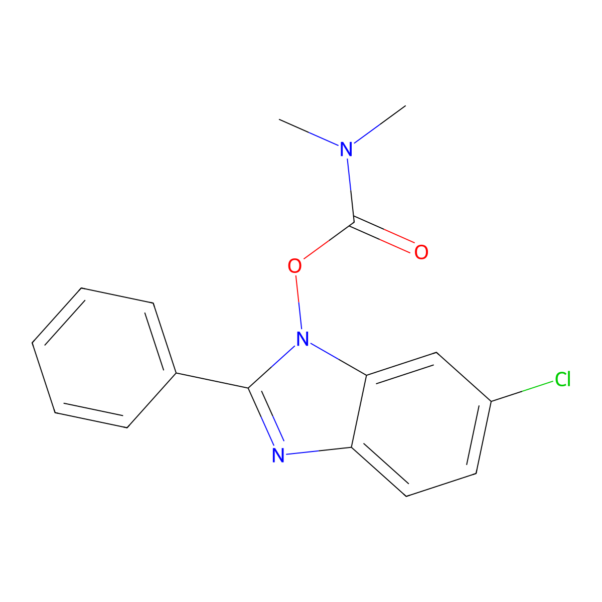 6-chloro-1-{[(dimethylamino)carbonyl]oxy}-2-phenyl-1H-1,3-benzimidazole molecular structure, CAS 303148-69-8