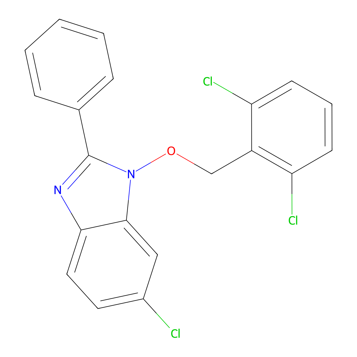 6-chloro-1-[(2,6-dichlorobenzyl)oxy]-2-phenyl-1H-1,3-benzimidazole molecular structure, CAS 303148-75-6