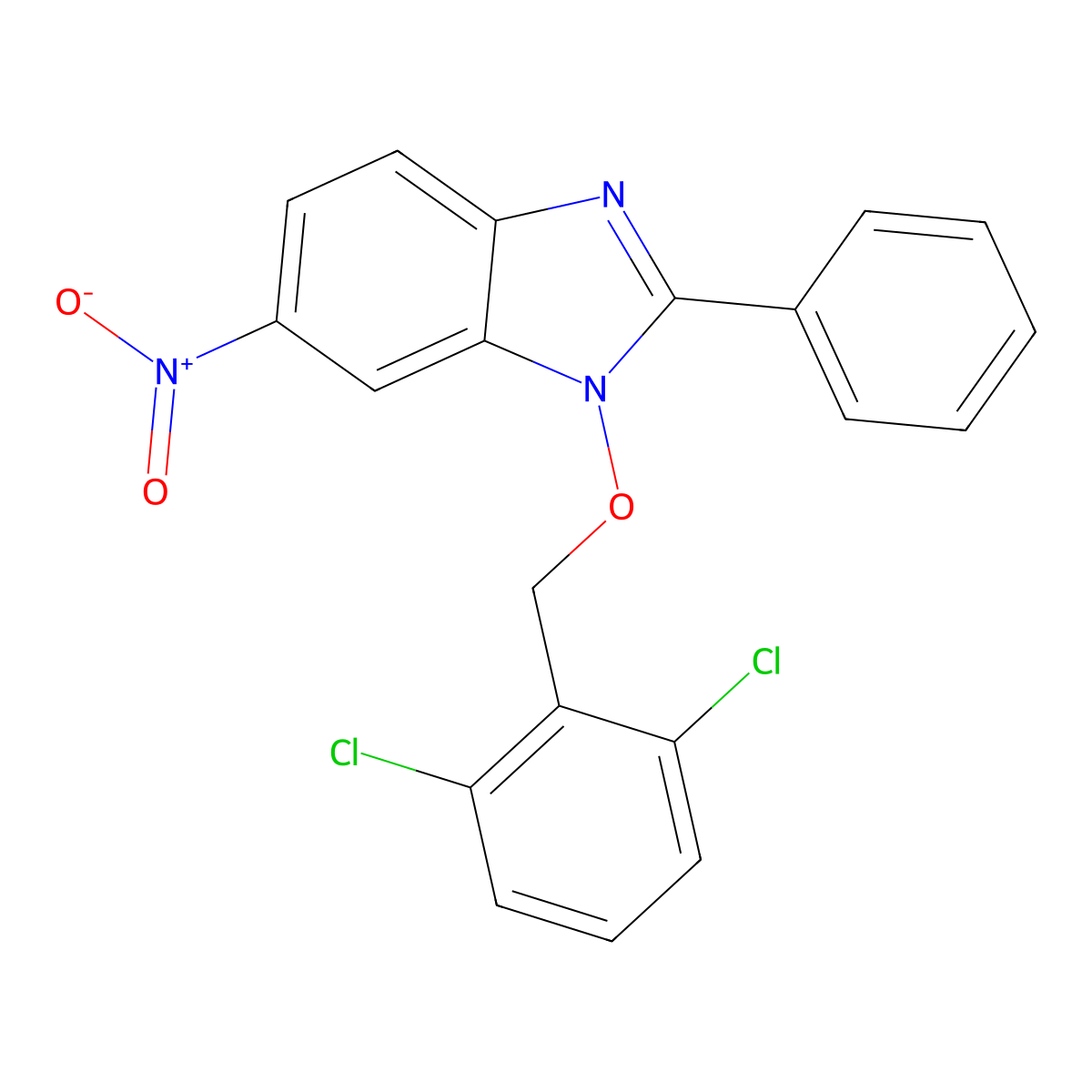 1-[(2,6-dichlorobenzyl)oxy]-6-nitro-2-phenyl-1H-1,3-benzimidazole molecular structure, CAS 303148-91-6
