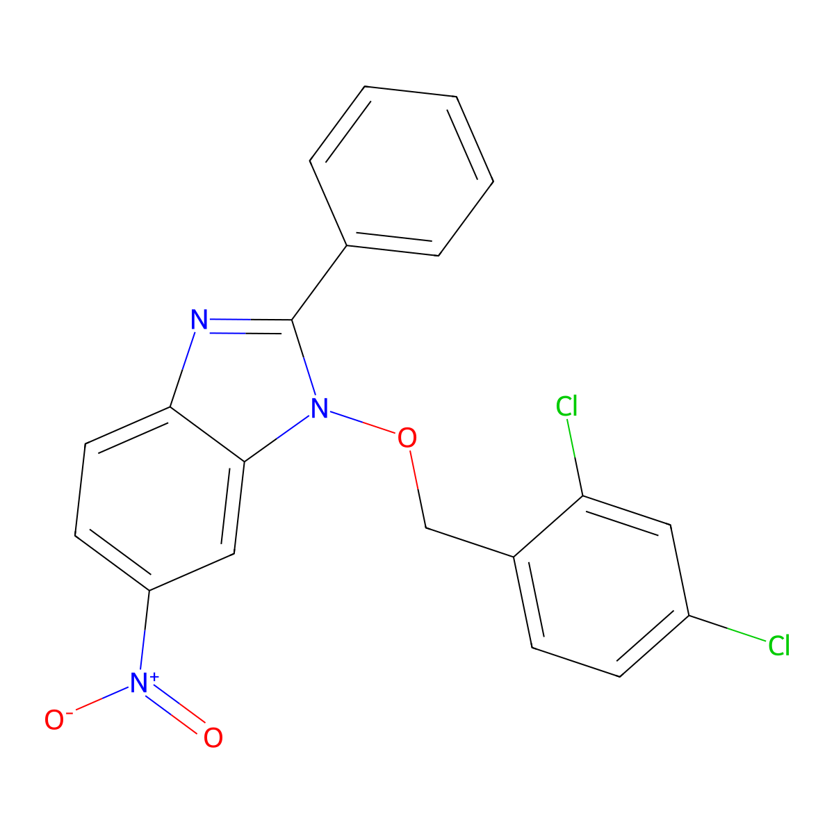 1-[(2,4-dichlorobenzyl)oxy]-6-nitro-2-phenyl-1H-1,3-benzimidazole molecular structure, CAS 303148-93-8