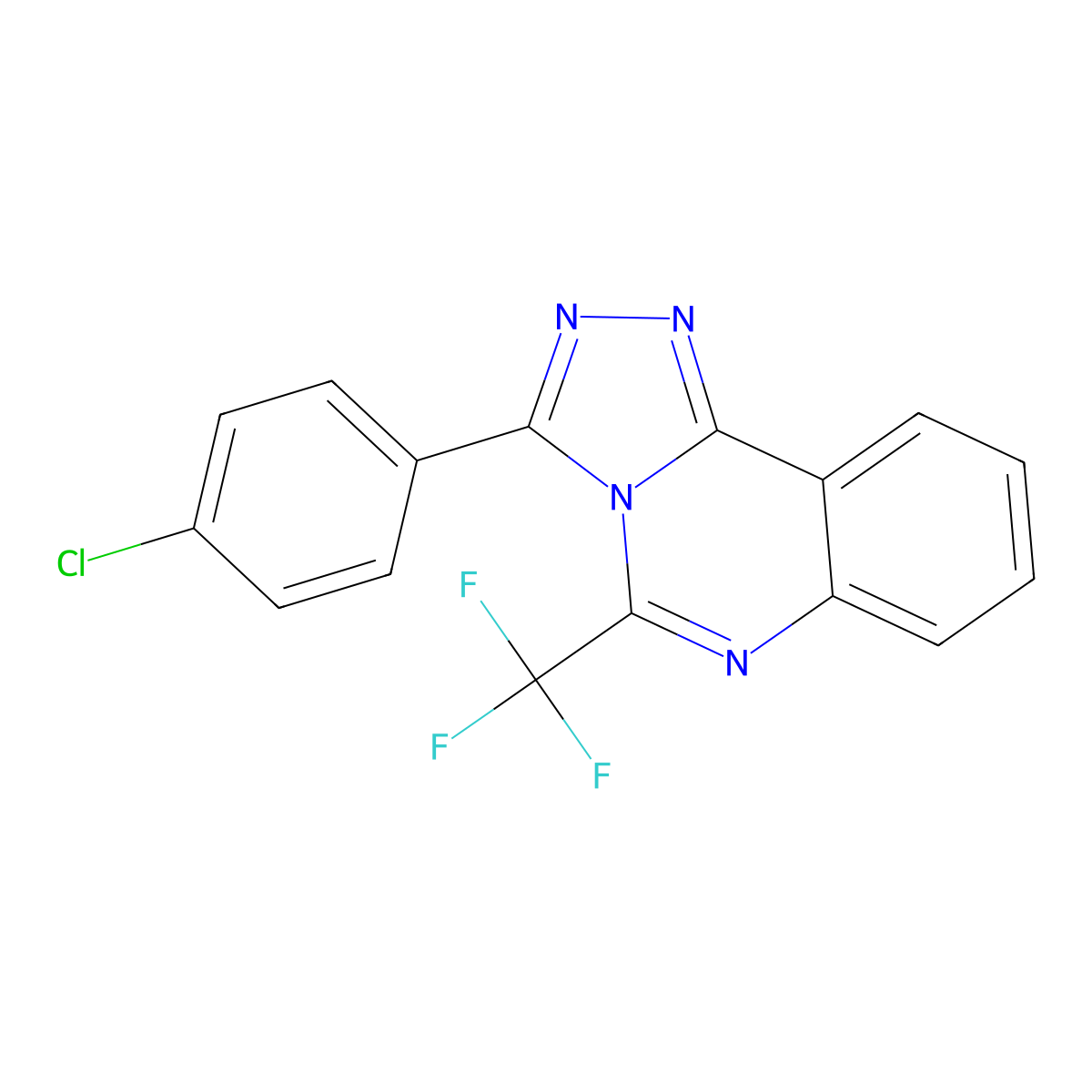 3-(4-Chlorophenyl)-5-(trifluoromethyl)-[1,2,4]triazolo[4,3-c]quinazoline molecular structure, CAS 303148-96-1