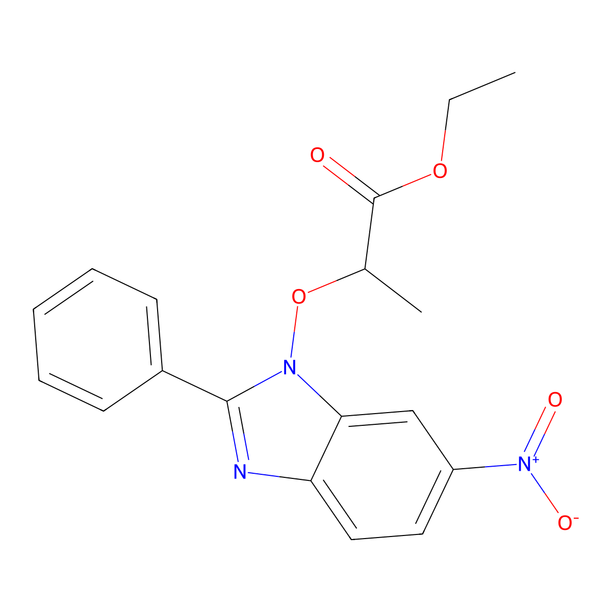 ethyl 2-[(6-nitro-2-phenyl-1H-1,3-benzimidazol-1-yl)oxy]propanoate molecular structure, CAS 303148-99-4