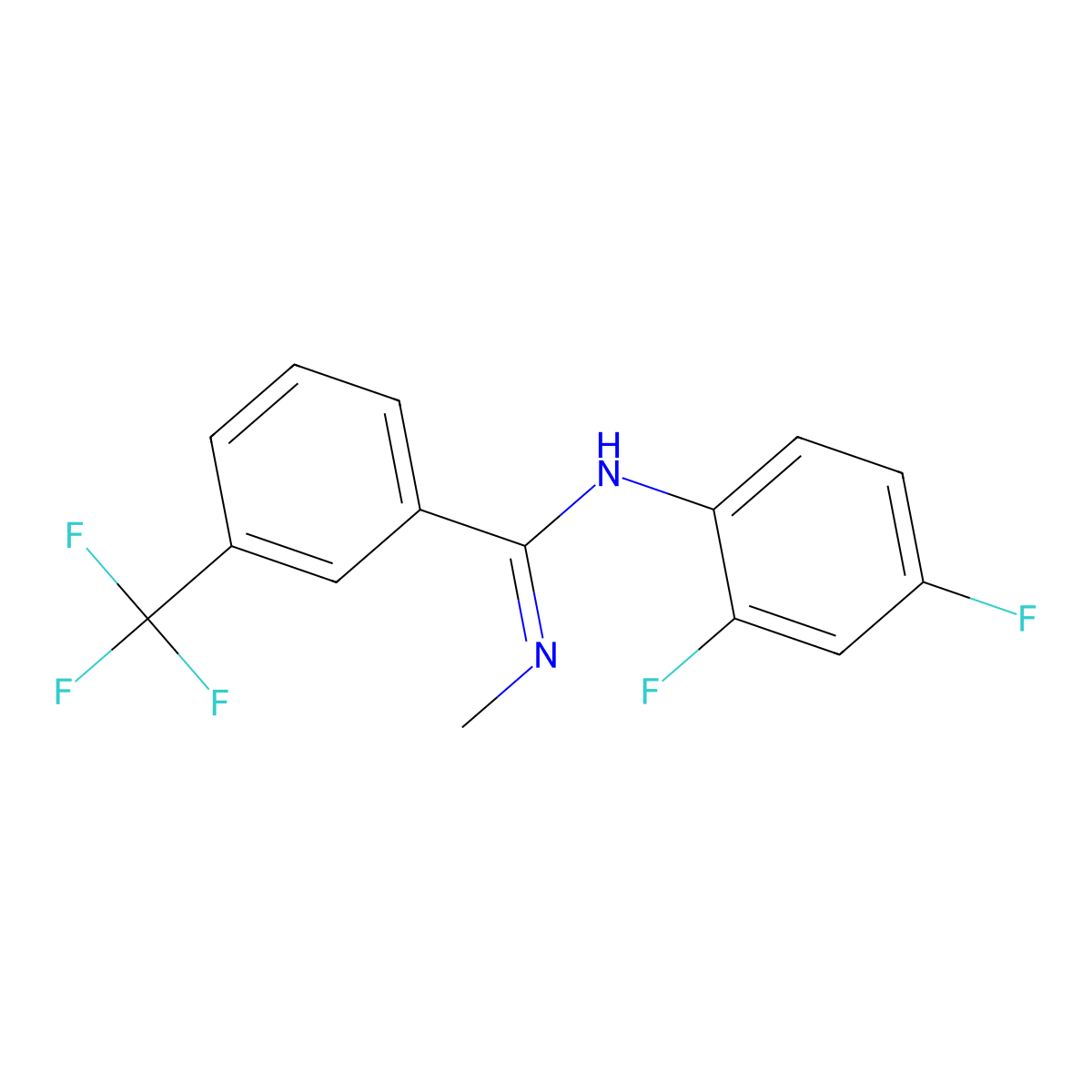 N-(2,4-difluorophenyl)-N'-methyl-3-(trifluoromethyl)benzenecarboximidamide molecular structure, CAS 303149-01-1