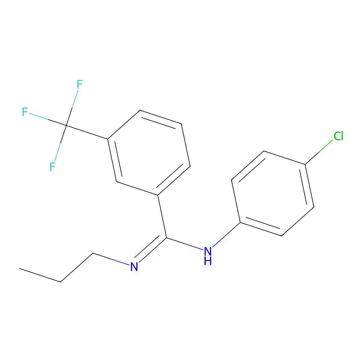 N-(4-chlorophenyl)-N'-propyl-3-(trifluoromethyl)benzenecarboximidamide molecular structure, CAS 303149-03-3