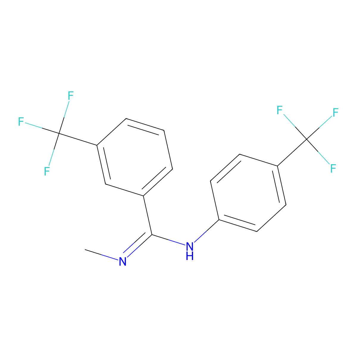 N'-methyl-3-(trifluoromethyl)-N-[4-(trifluoromethyl)phenyl]benzenecarboximidamide molecular structure, CAS 303149-11-3