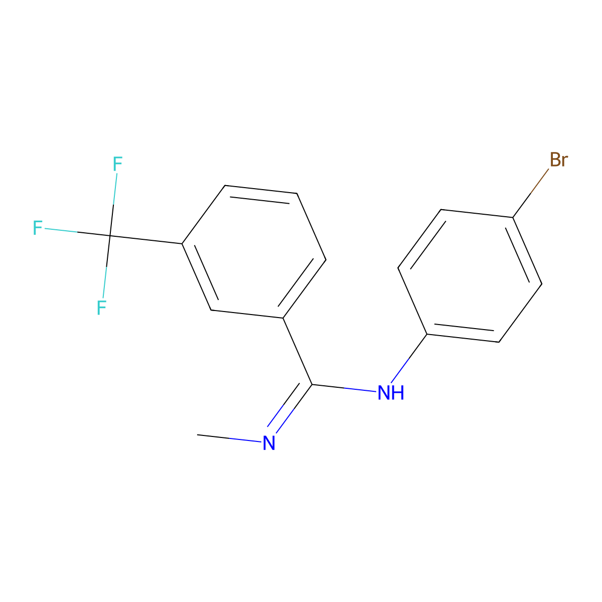 N-(4-bromophenyl)-N'-methyl-3-(trifluoromethyl)benzenecarboximidamide molecular structure, CAS 303149-13-5