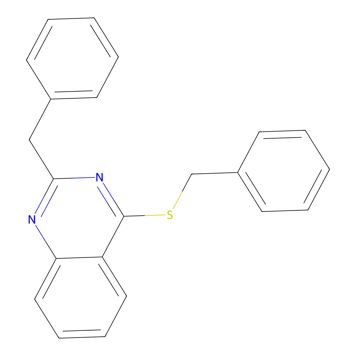 2-Benzyl-4-(benzylsulfanyl)quinazoline molecular structure, CAS 303149-20-4