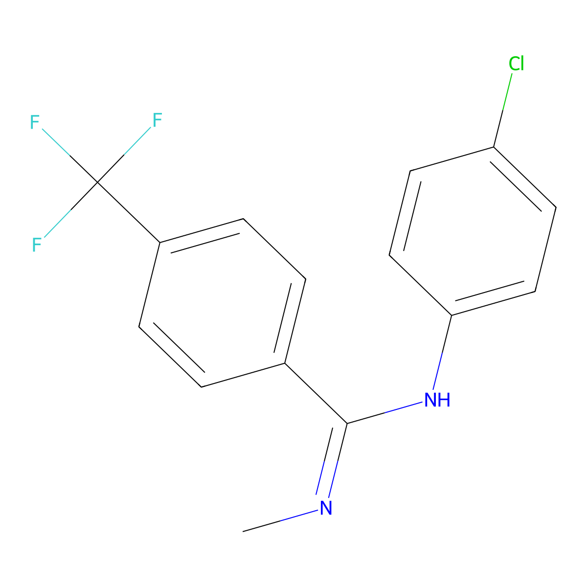 N-(4-chlorophenyl)-N'-methyl-4-(trifluoromethyl)benzenecarboximidamide molecular structure, CAS 303149-24-8
