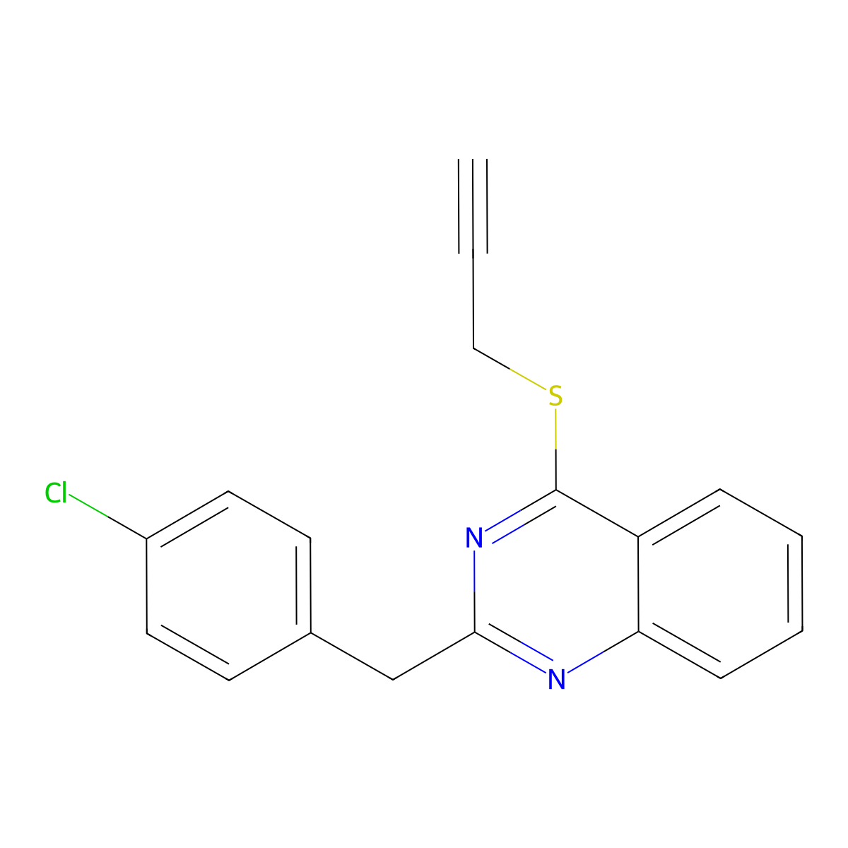 2-(4-Chlorobenzyl)-4-(2-propynylsulfanyl)quinazoline molecular structure, CAS 303149-29-3