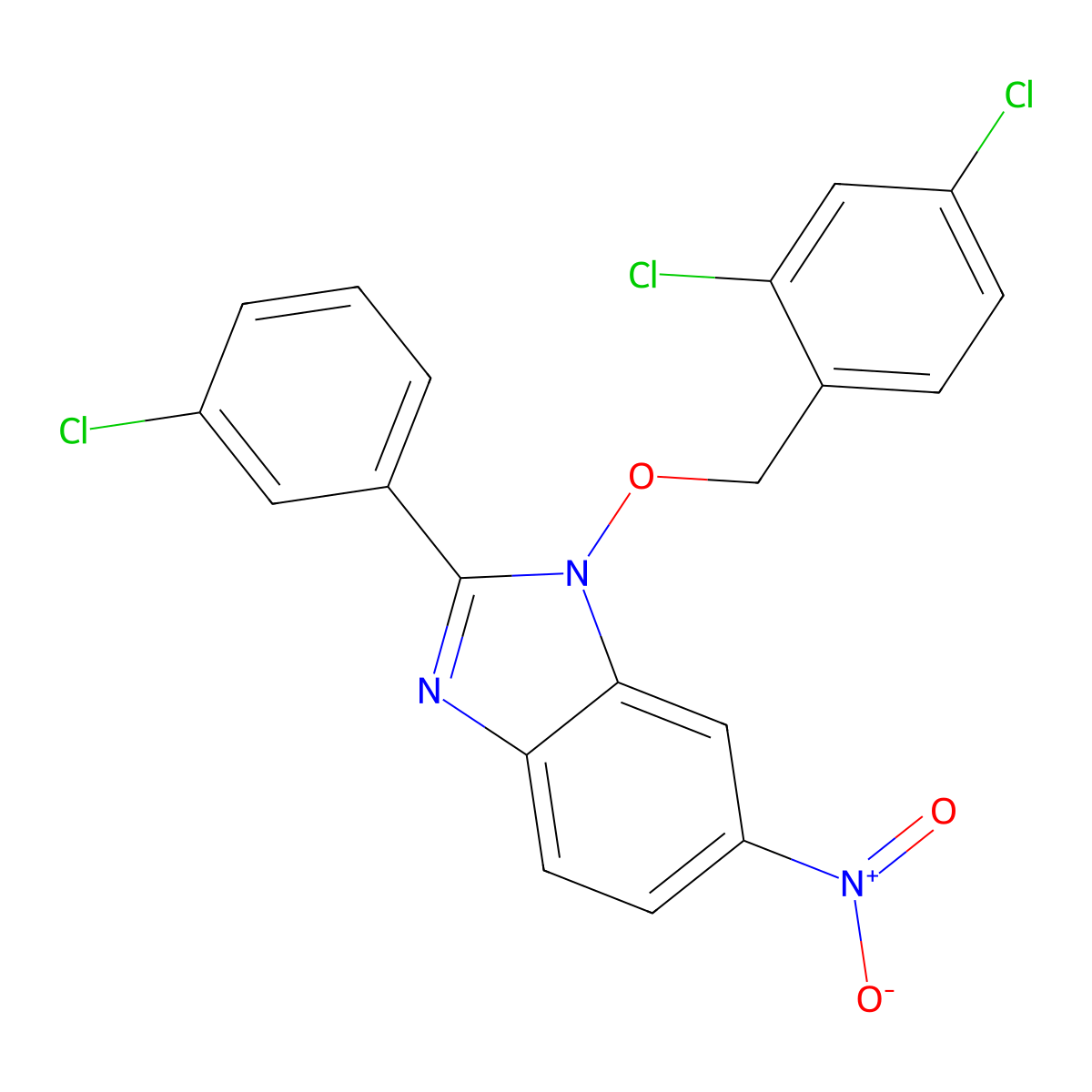 2-(3-chlorophenyl)-1-[(2,4-dichlorobenzyl)oxy]-6-nitro-1H-1,3-benzimidazole molecular structure, CAS 303149-31-7