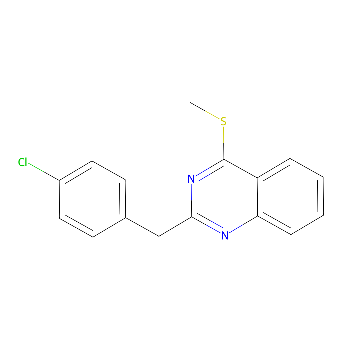 2-(4-Chlorobenzyl)-4-(methylsulfanyl)quinazoline molecular structure, CAS 303149-37-3