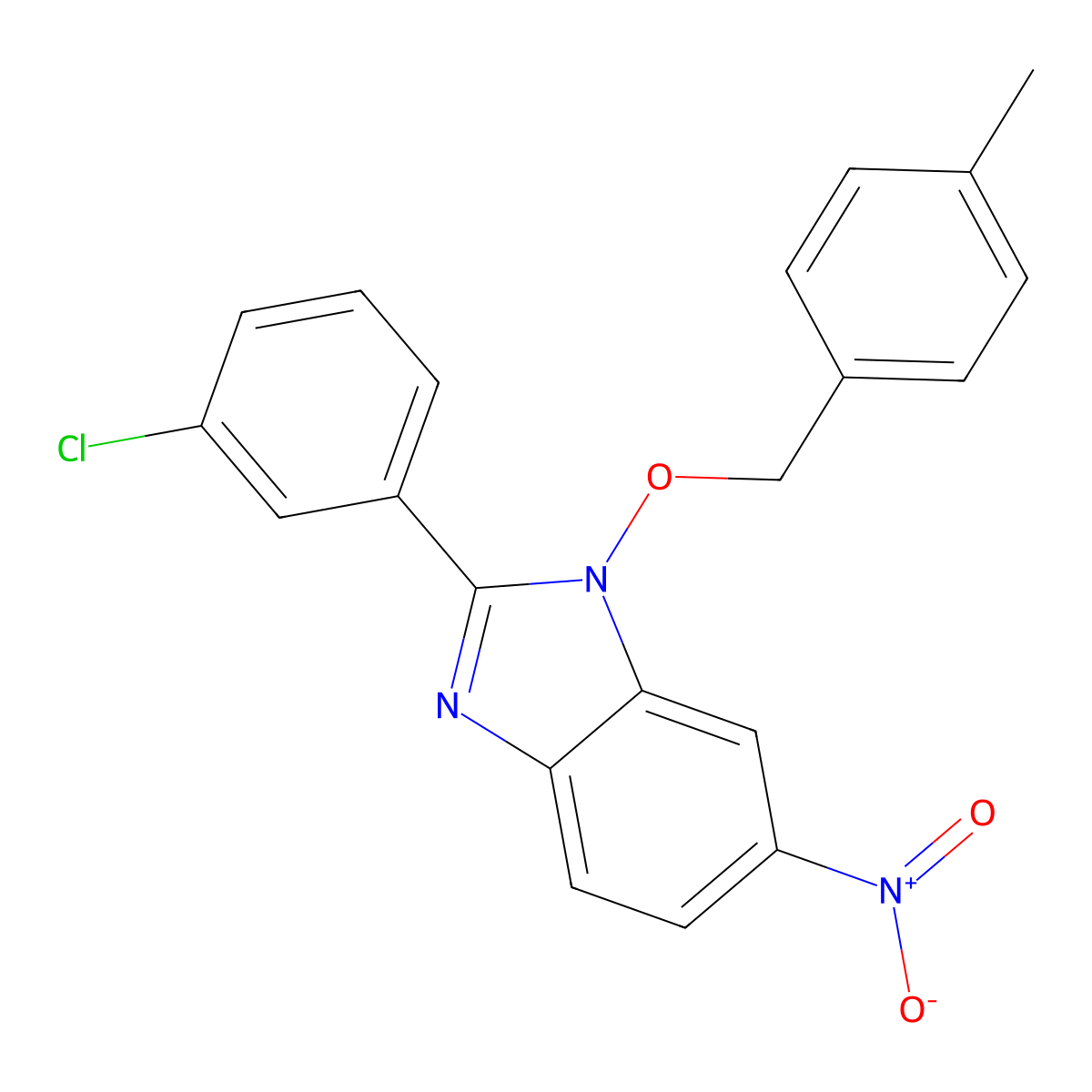 2-(3-chlorophenyl)-1-[(4-methylbenzyl)oxy]-6-nitro-1H-1,3-benzimidazole molecular structure, CAS 303149-38-4