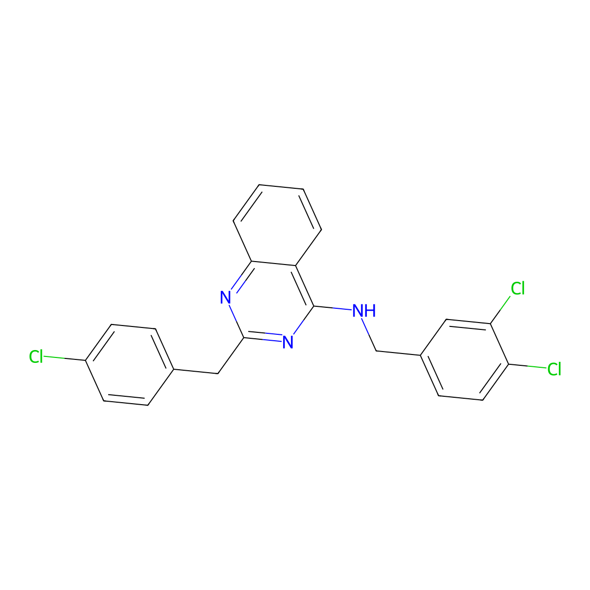 2-[(4-chlorophenyl)methyl]-N-[(3,4-dichlorophenyl)methyl]quinazolin-4-amine molecular structure, CAS 303149-57-7