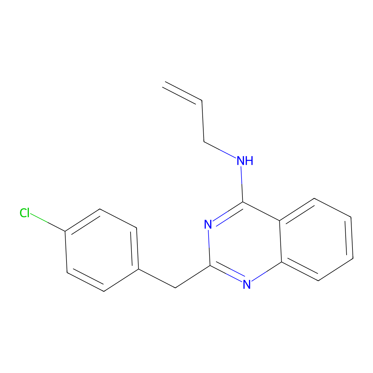 N-allyl-2-(4-chlorobenzyl)-4-quinazolinamine molecular structure, CAS 303149-64-6