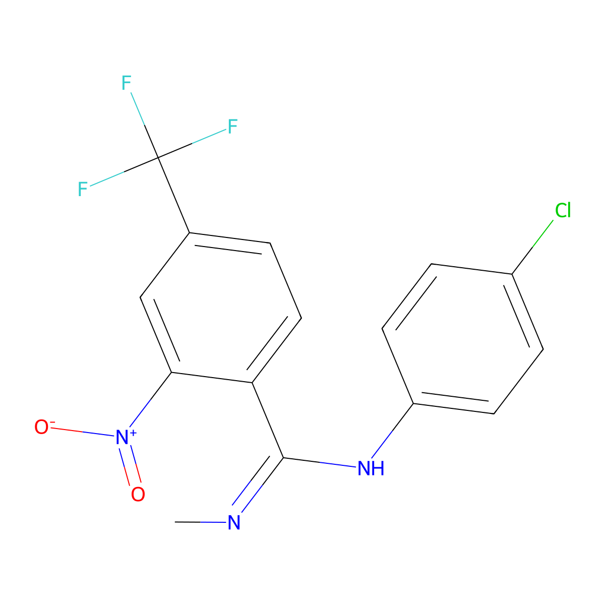 N-(4-chlorophenyl)-N'-methyl-2-nitro-4-(trifluoromethyl)benzenecarboximidamide molecular structure, CAS 303149-67-9