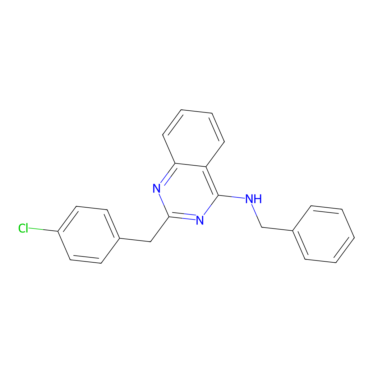 N-benzyl-2-[(4-chlorophenyl)methyl]quinazolin-4-amine molecular structure, CAS 303149-81-7
