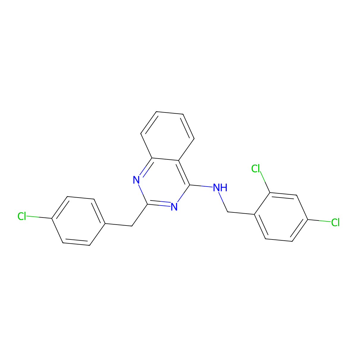 2-[(4-chlorophenyl)methyl]-N-[(2,4-dichlorophenyl)methyl]quinazolin-4-amine molecular structure, CAS 303149-83-9