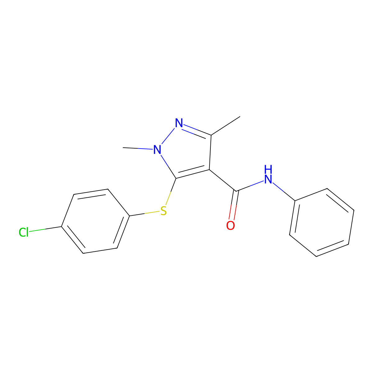 5-[(4-chlorophenyl)sulfanyl]-1,3-dimethyl-N-phenyl-1H-pyrazole-4-carboxamide molecular structure, CAS 303149-85-1
