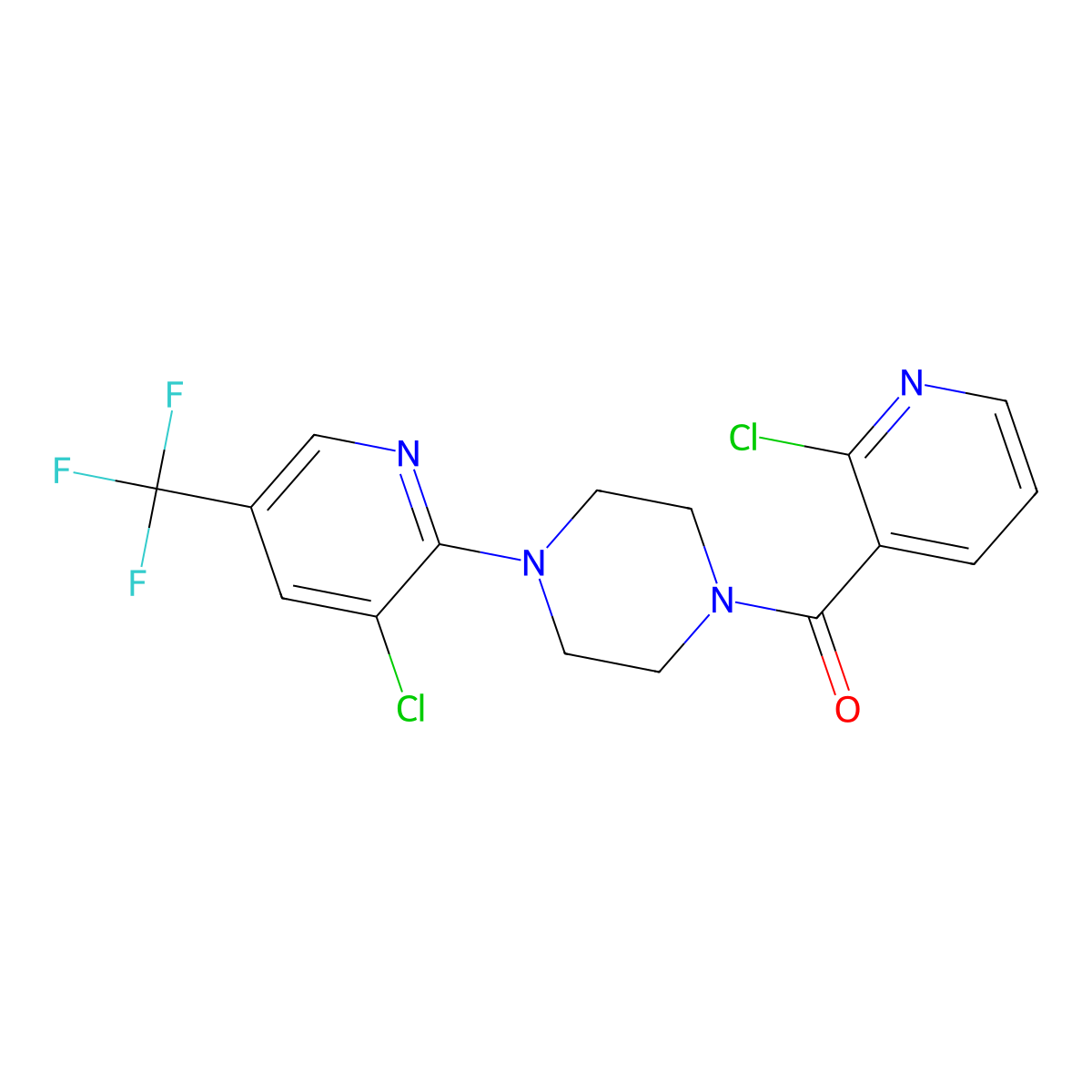 (2-Chloro-3-pyridinyl){4-[3-chloro-5-(trifluoromethyl)-2-pyridinyl]piperazino}methanone molecular structure, CAS 303149-94-2