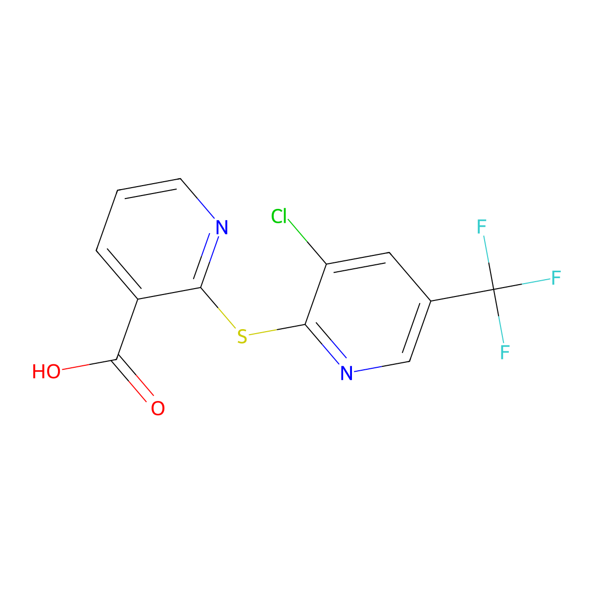 2-(3-Chloro-5-(Trifluoromethyl)-2-Pyridylthio)Pyridine-3-Carboxylic Acid molecular structure, CAS 303149-99-7