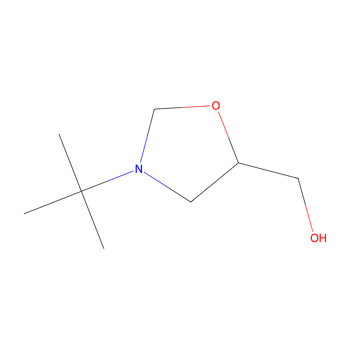 (S)-3-(1,1-Dimethylethyl)oxazolidine-5-methanol molecular structure, CAS 30315-47-0
