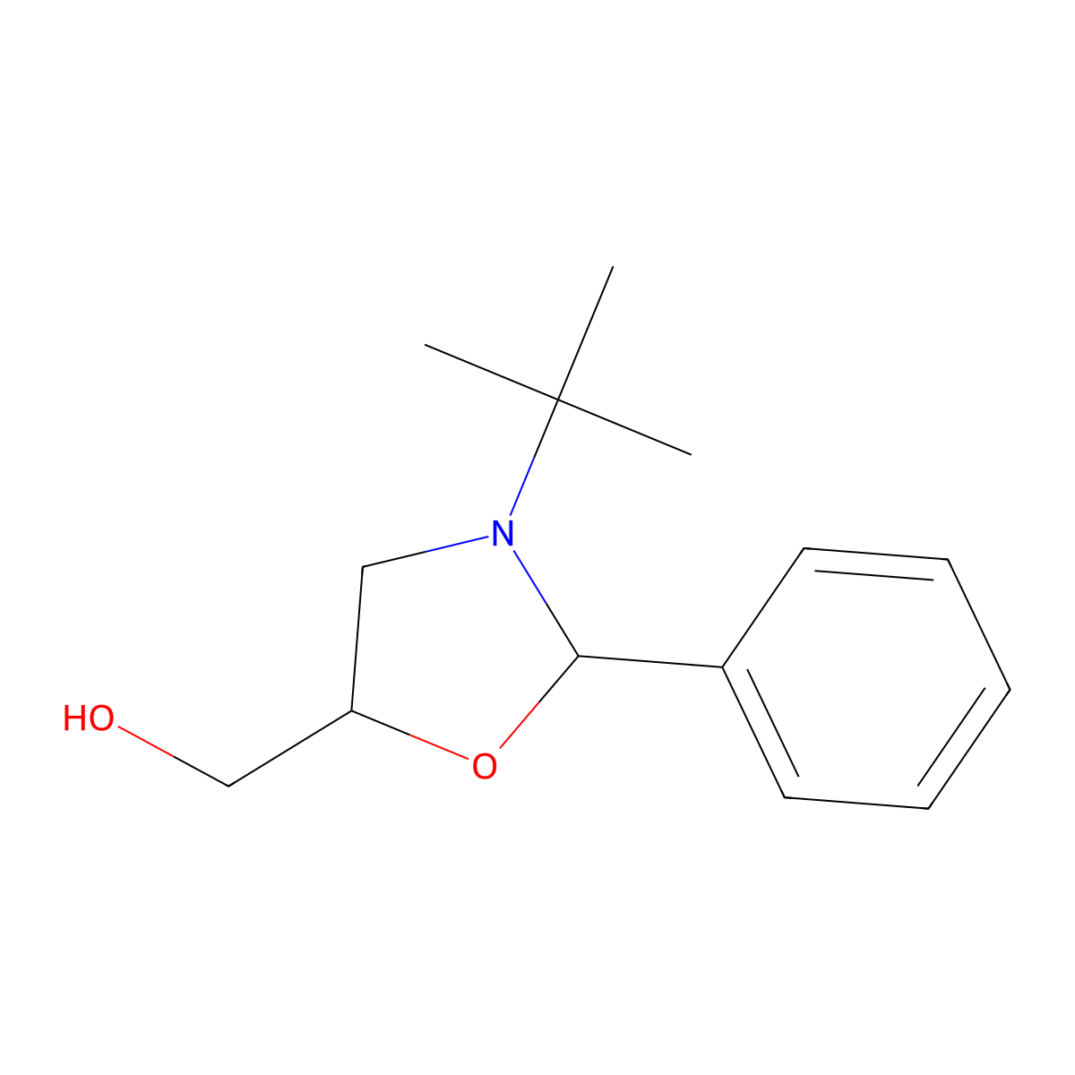3-(1,1-Dimethylethyl)-2-phenyloxazolidine-5-methanol molecular structure, CAS 30315-49-2