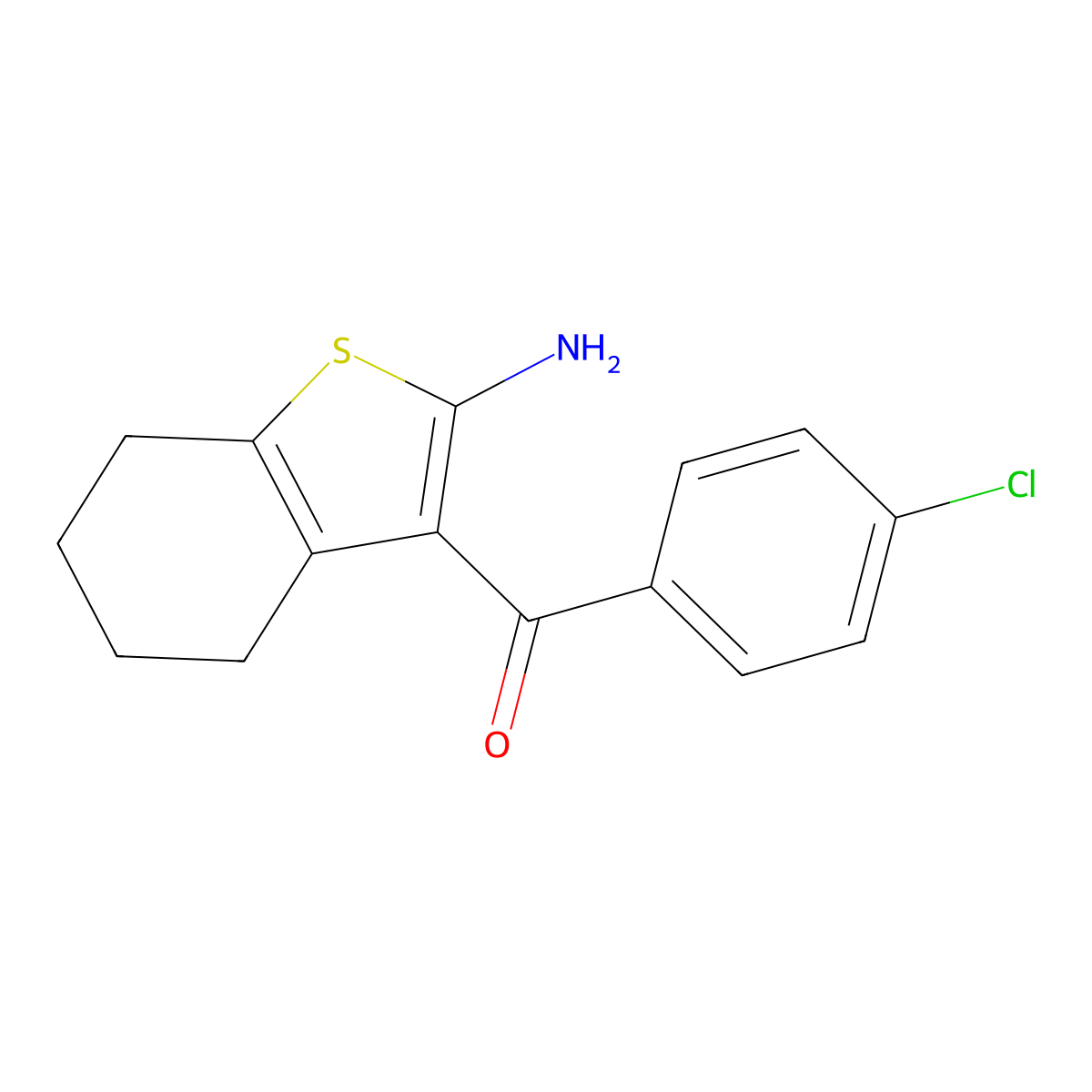 3-(4-Chlorobenzoyl)-4,5,6,7-tetrahydro-1-benzothiophen-2-amine molecular structure, CAS 30315-51-6