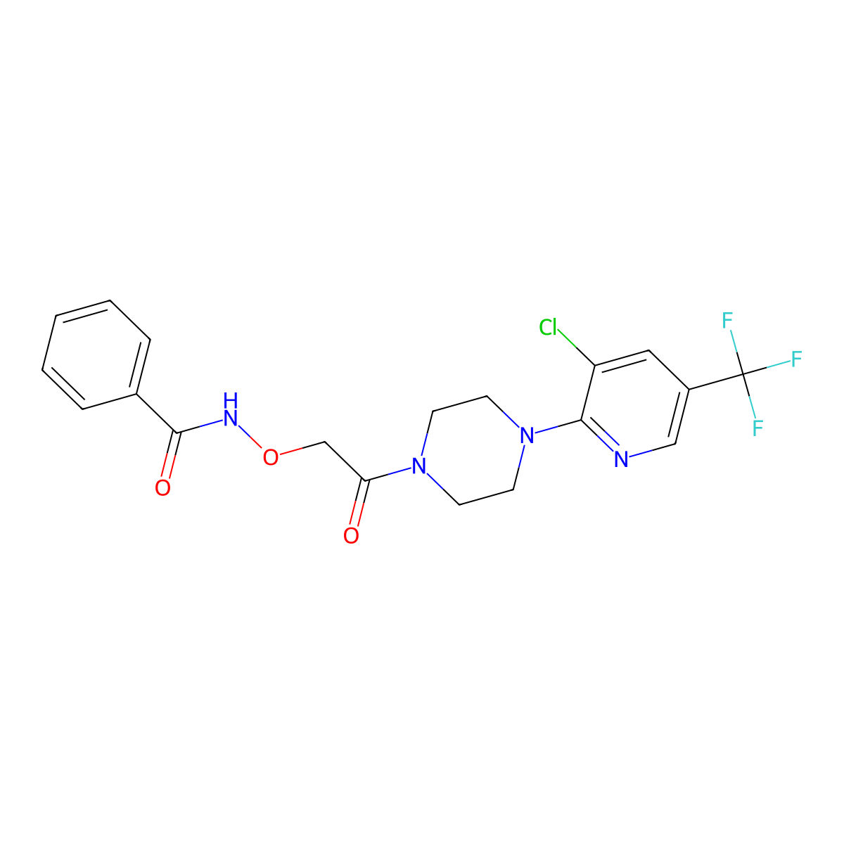 N-(2-{4-[3-chloro-5-(trifluoromethyl)-2-pyridinyl]piperazino}-2-oxoethoxy)benzenecarboxamide molecular structure, CAS 303150-03-0
