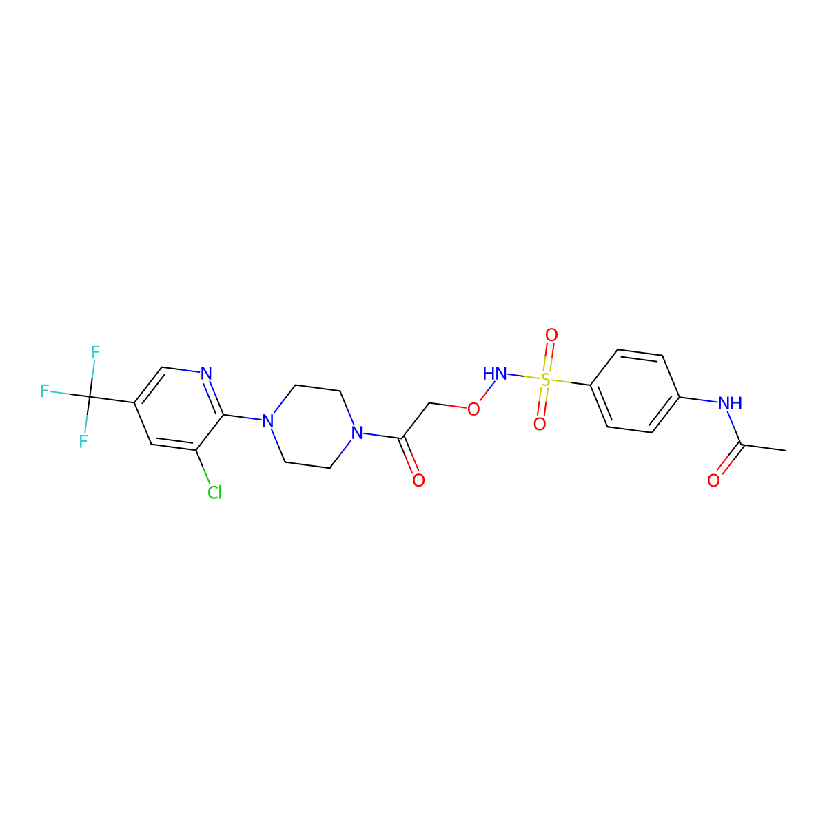 N-(4-{[(2-{4-[3-chloro-5-(trifluoromethyl)-2-pyridinyl]piperazino}-2-oxoethoxy)amino]sulfonyl}phenyl)acetamide molecular structure, CAS 303150-05-2