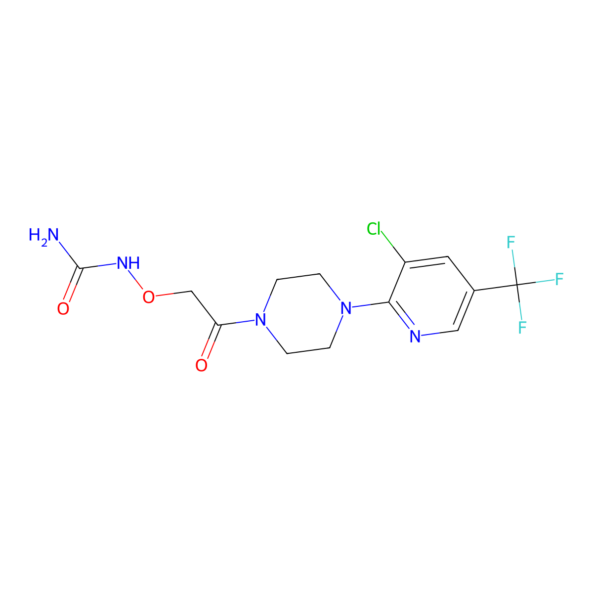 N-(2-{4-[3-chloro-5-(trifluoromethyl)-2-pyridinyl]piperazino}-2-oxoethoxy)urea molecular structure, CAS 303150-06-3