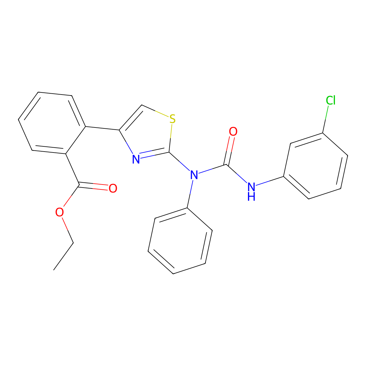 Ethyl 2-(2-{[(3-chloroanilino)carbonyl]anilino}-1,3-thiazol-4-yl)benzenecarboxylate molecular structure, CAS 303150-08-5