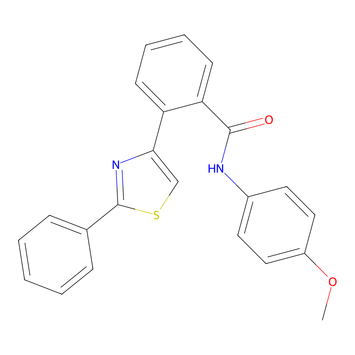 N-(4-methoxyphenyl)-2-(2-phenyl-1,3-thiazol-4-yl)benzamide molecular structure, CAS 303150-10-9