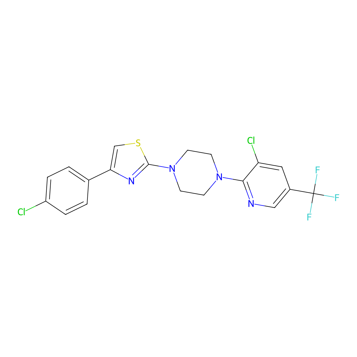 1-[4-(4-Chlorophenyl)-1,3-thiazol-2-yl]-4-[3-chloro-5-(trifluoromethyl)-2-pyridinyl]piperazine molecular structure, CAS 303150-12-1