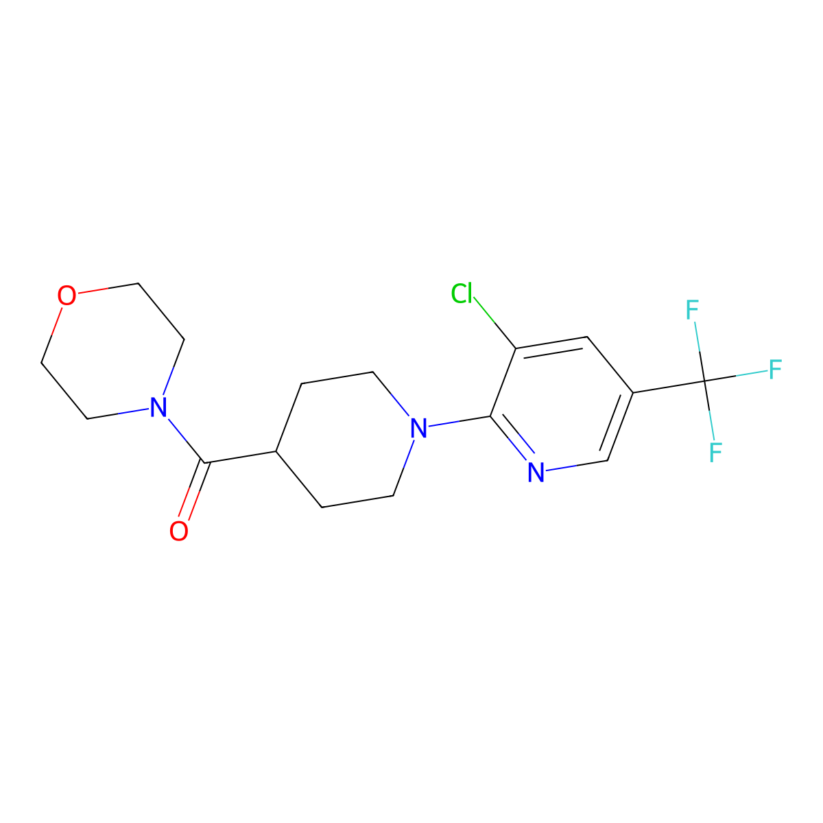 {1-[3-Chloro-5-(trifluoromethyl)-2-pyridinyl]-4-piperidinyl}(morpholino)methanone molecular structure, CAS 303150-14-3