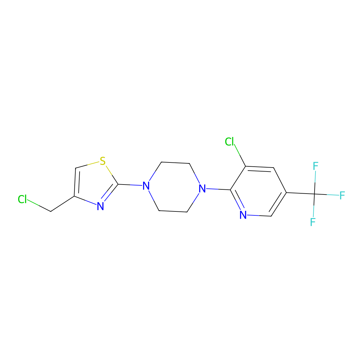 1-[4-(Chloromethyl)-1,3-thiazol-2-yl]-4-[3-chloro-5-(trifluoromethyl)-2-pyridinyl]piperazine molecular structure, CAS 303150-21-2