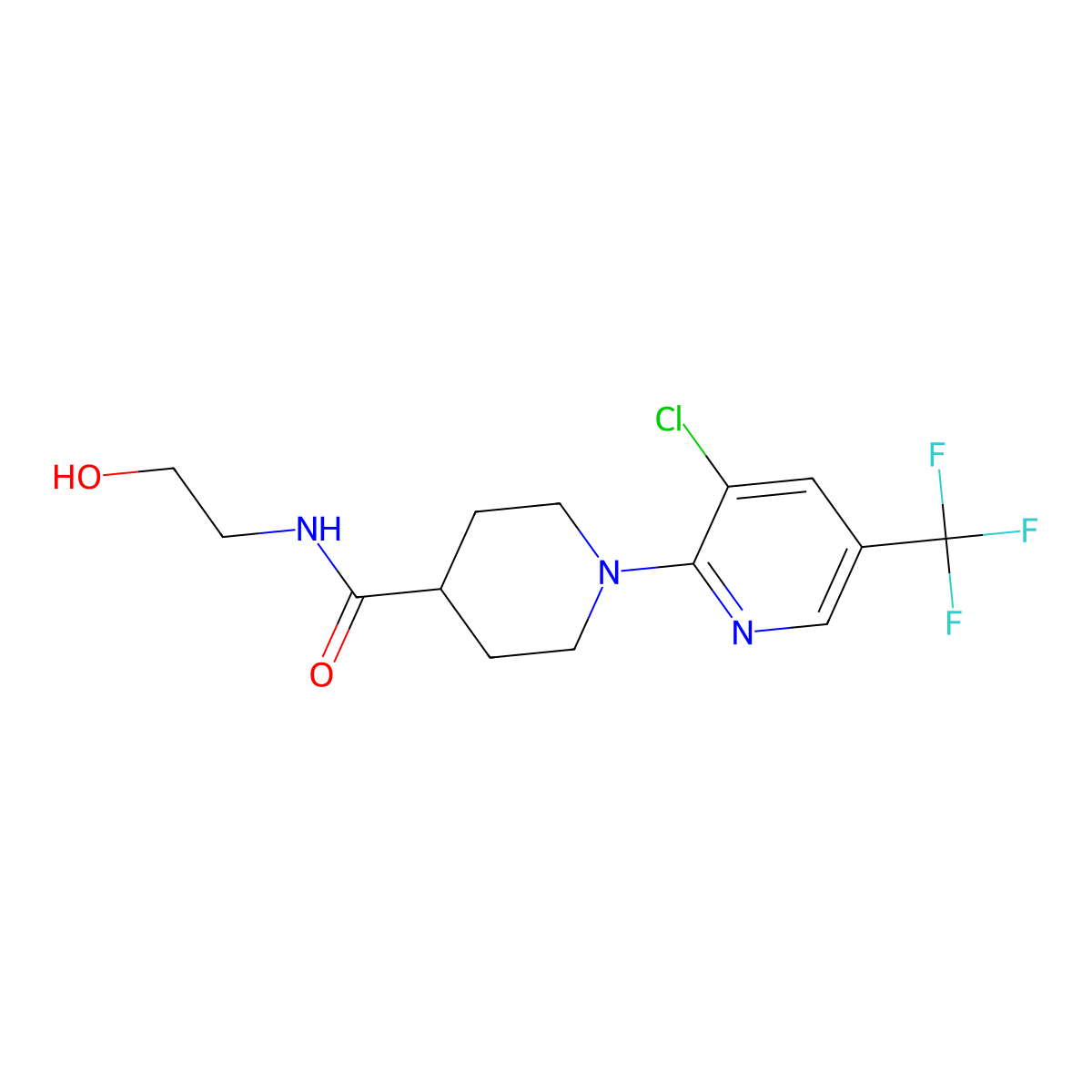 1-[3-Chloro-5-(trifluoromethyl)-2-pyridinyl]-N-(2-hydroxyethyl)-4-piperidinecarboxamide molecular structure, CAS 303150-23-4
