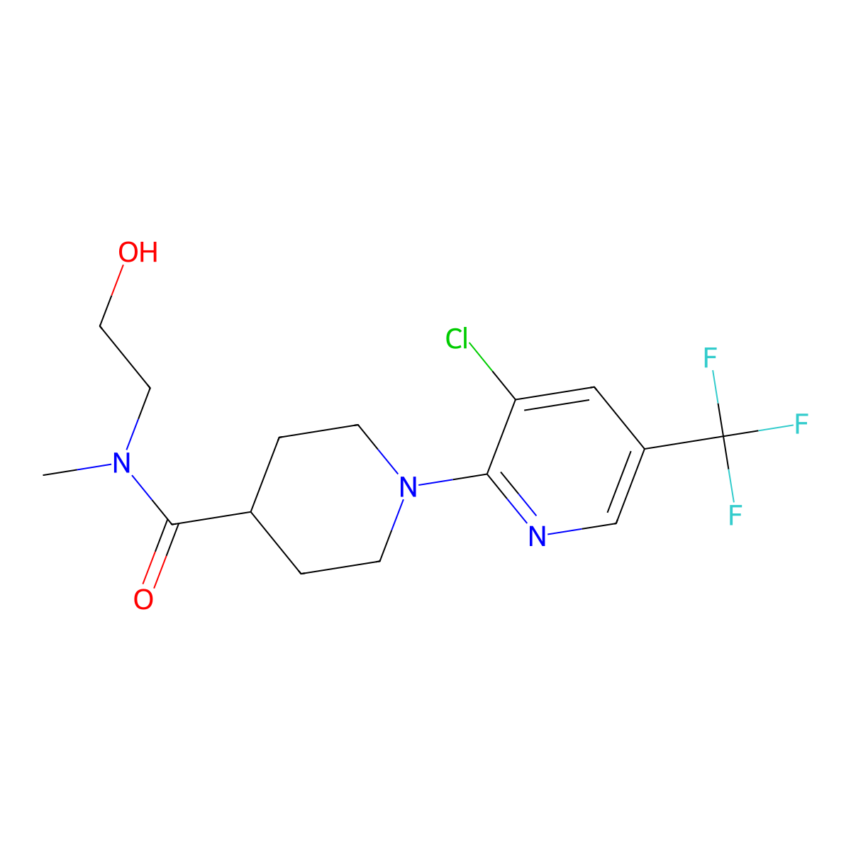 1-[3-chloro-5-(trifluoromethyl)-2-pyridinyl]-N-(2-hydroxyethyl)-N-methyl-4-piperidinecarboxamide molecular structure, CAS 303150-26-7