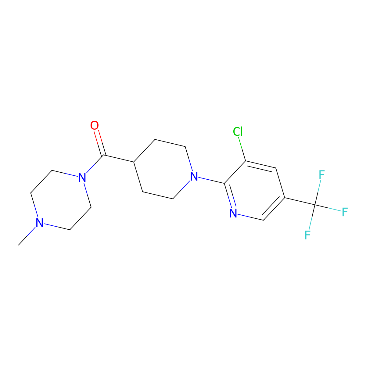{1-[3-Chloro-5-(trifluoromethyl)-2-pyridinyl]-4-piperidinyl}(4-methylpiperazino)methanone molecular structure, CAS 303150-27-8